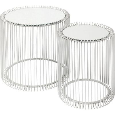 Столик приставний круглий KARE DESIGN Wire Silver (2/Set), d:44, (срібний) 80899 в Киеве купить kare-design мебель свет декор