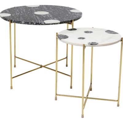 Столик приставний круглий KARE DESIGN Amba (2/Set), d:60, (чорно-білий) 86336 в Киеве купить kare-design мебель свет декор