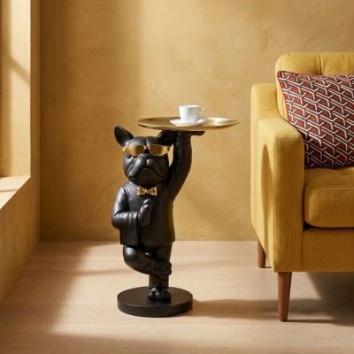 Столик приставний фігурний KARE DESIGN Cool Bulldog Tray Black, 55 см, (чорно-золотий) 86932 у Києві купити kare-design меблі світло декор