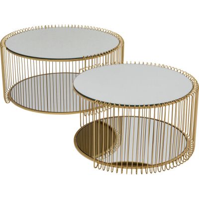 Столик журнальний круглий KARE DESIGN Wire Double Brass (2/Set), d:70, (золотий) 87674 в Киеве купить kare-design мебель свет декор