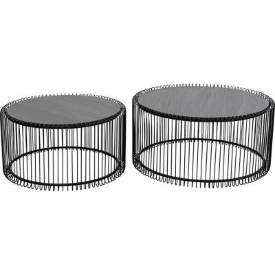Столик журнальний KARE DESIGN Wire Black  Wood, 2/Set, (чорний) 87816 в Киеве купить kare-design мебель свет декор