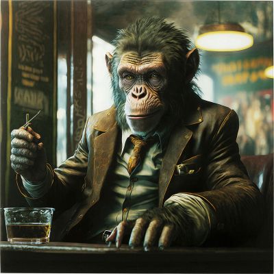 Картина на склі Drinking Monkey 100x100cm 56267 у Києві купити kare-design меблі світло декор