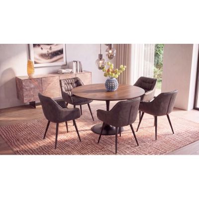 Стіл обідній круглий KARE DESIGN Invitation Set Walnut Black, d:120, (коричневий) 84403 у Києві купити kare-design меблі світло декор