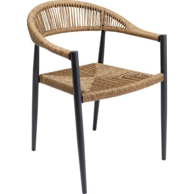 Стілець для вулиці з підлокітниками KARE DESIGN Palma Nature, (чорно-коричневий) 86853 в Киеве купить kare-design мебель свет декор