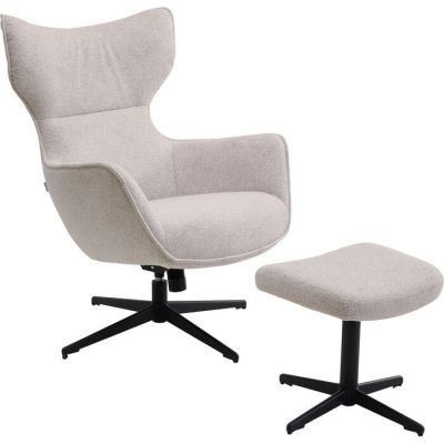Крісло обертове з пуфом KARE DESIGN Jules Beige + Hocker, (бежевий) 70821 в Киеве купить kare-design мебель свет декор
