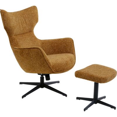 Крісло обертове з пуфом KARE DESIGN Jules Yellow + Hocker, (жовтий) 70822 в Киеве купить kare-design мебель свет декор