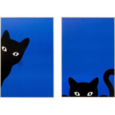 Картина Ciao Gatto (2/Set), (синьо-чорний) 56298 в Киеве купить kare-design мебель свет декор