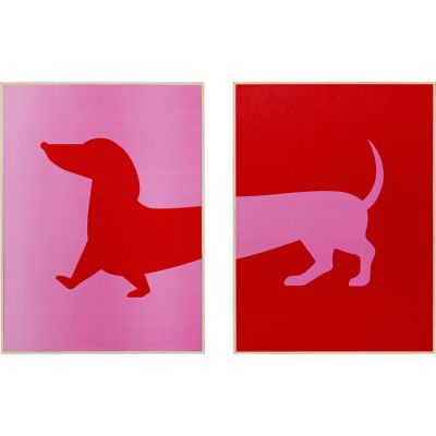 Картина Dog Frankie (2/Set), (червоно-рожевий) 56303 в Киеве купить kare-design мебель свет декор