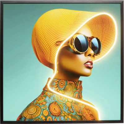 Картина LED Sun Hat Woman Yellow 80x80cм, (жовтий) 56576 в Киеве купить kare-design мебель свет декор