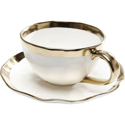 Чашка кавова з блюдцем KARE DESIGN Bell (2/part), d:15, (біло-золотий) 60503 у Києві купити kare-design меблі світло декор